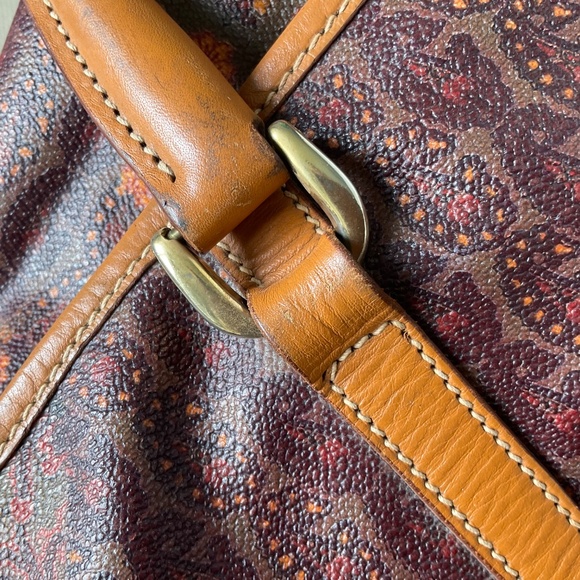 Suitcase Large Soft Sided Coated Canvas Top Handle Bag Packable Paisley Floral - Picture 14 of 16